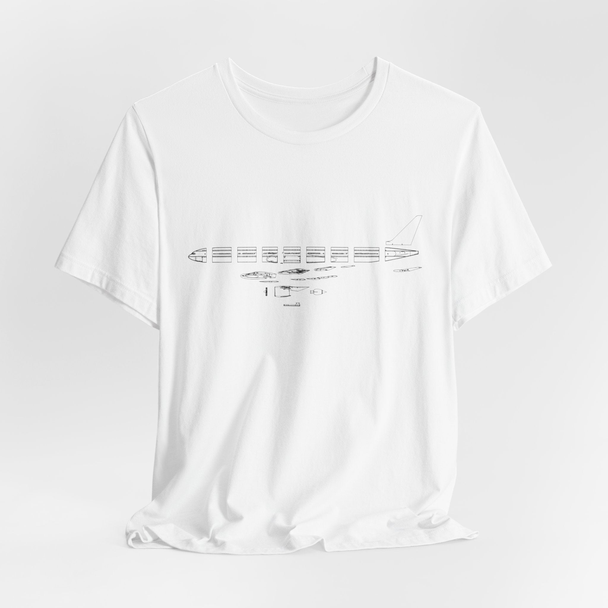 777-9 Schematic Tee — Minimal Line Art Plane T‑Shirt