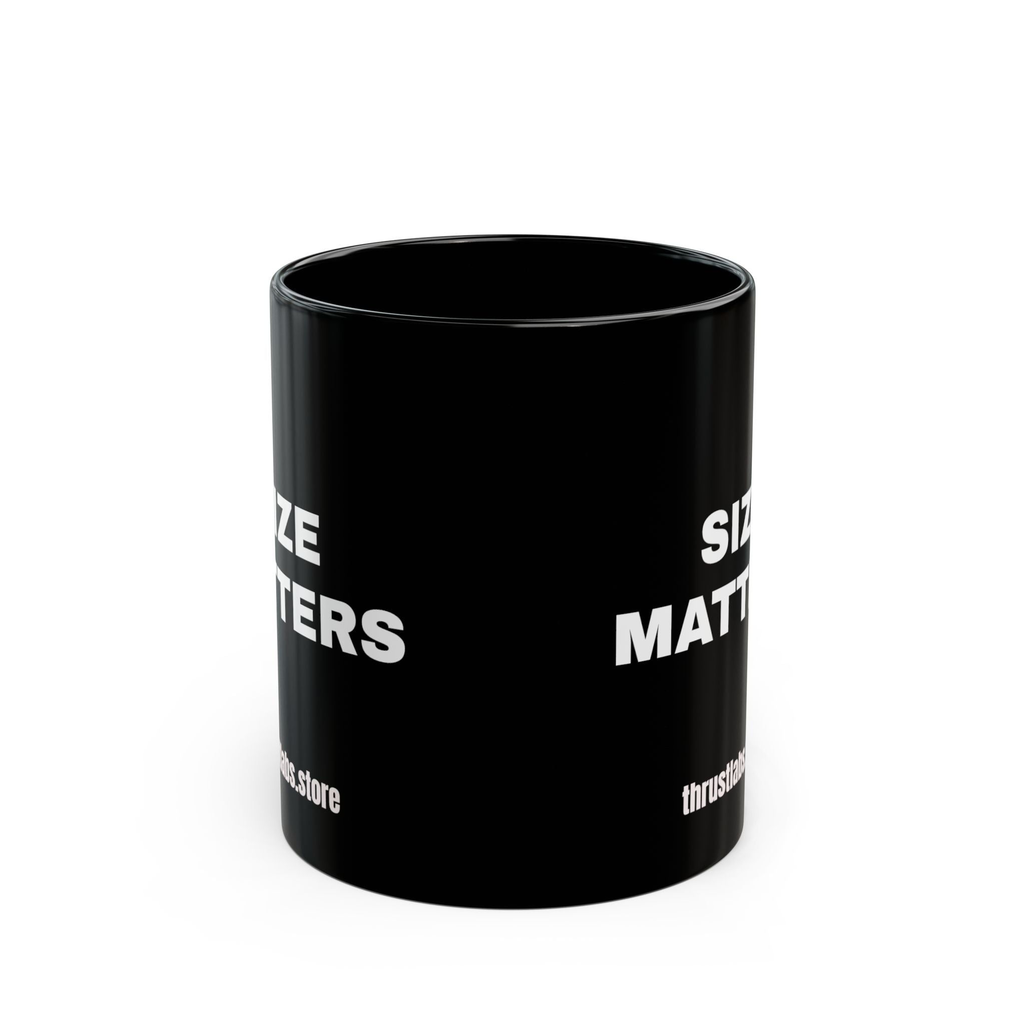 Size Matters Black Mug — Bold Statement Coffee Cup (11oz, 15oz)